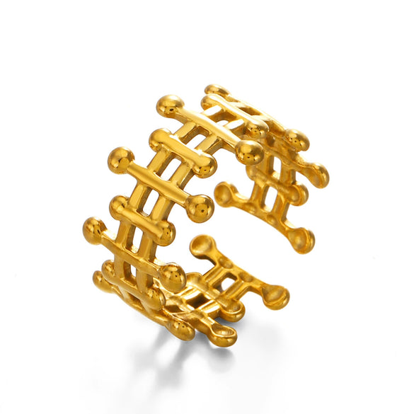 Wholesale Stainless Steel Geometric Oval Electroplated Female Hip Hop Ring