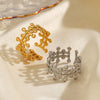 Wholesale Stainless Steel Geometric Oval Electroplated Female Hip Hop Ring
