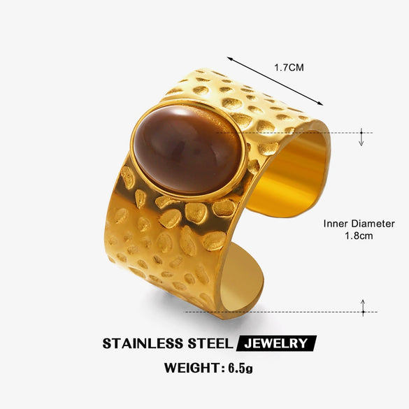 Wholesale Stainless Steel Geometric Oval Electroplated Ring For Women