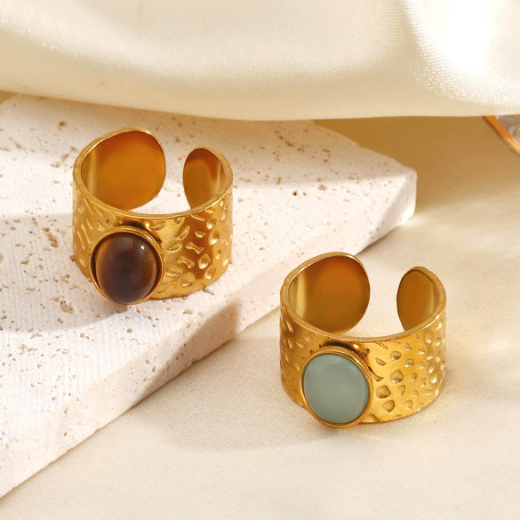 Wholesale Stainless Steel Geometric Oval Electroplated Ring For Women