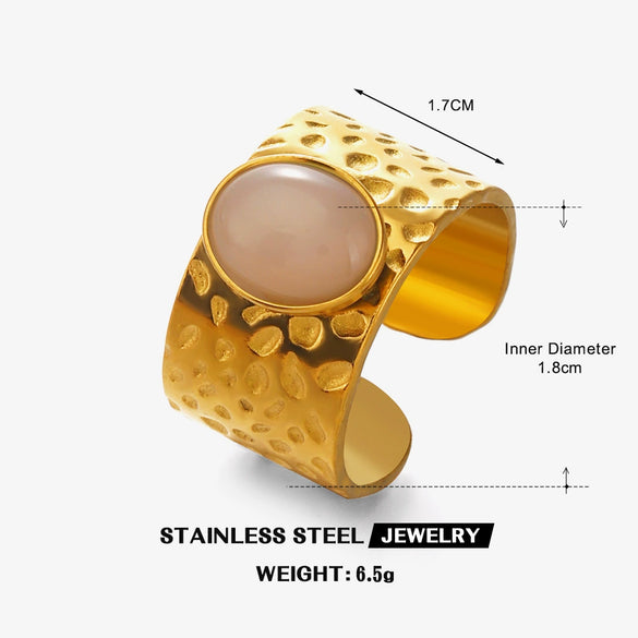 Wholesale Stainless Steel Geometric Oval Electroplated Ring For Women