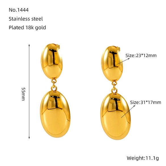 Wholesale Stainless Steel Geometric Oval Electroplated Women's Fashion Earrings