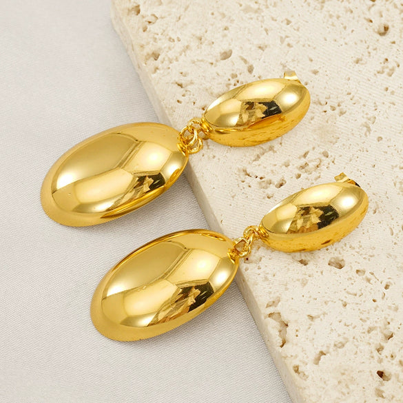 Wholesale Stainless Steel Geometric Oval Electroplated Women's Fashion Earrings