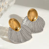 Wholesale Stainless Steel Geometric Oval Fishtail Color Matching Earrings With Electroplating