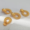 Wholesale Stainless Steel Geometric Oval Hollow Diamond Embossed Earrings With Electroplating For Women