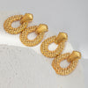 Wholesale Stainless Steel Geometric Oval Hollow Diamond Embossed Earrings With Electroplating For Women