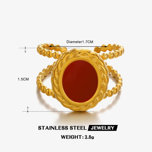 Wholesale Stainless Steel Geometric Oval Oil Dripping Hiphop Ring For Women Electroplated