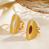 Wholesale Stainless Steel Geometric Oval Opening Ring For Women With Electroplating Process