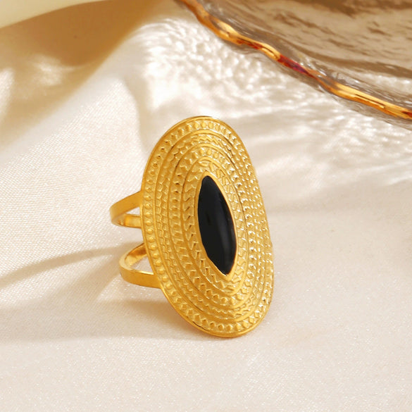 Wholesale Stainless Steel Geometric Oval Opening Ring For Women With Electroplating Process