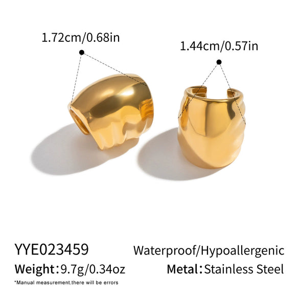 Wholesale Stainless Steel Geometric Oval Real Gold Plated Ear Clip Earrings For Women
