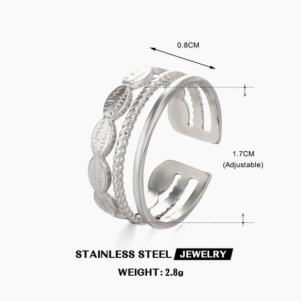 Wholesale Stainless Steel Geometric Oval Ring For Women 18K Goldplated