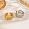 Wholesale Stainless Steel Geometric Oval Ring For Women 18K Goldplated