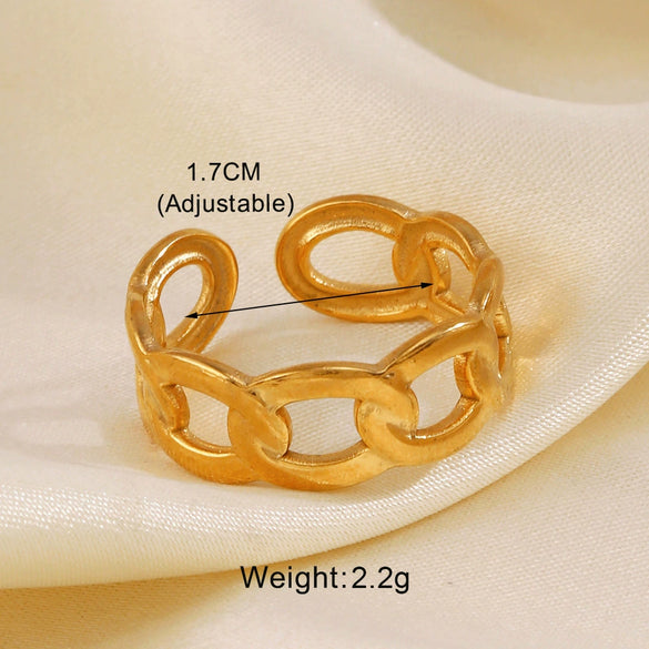 Wholesale Stainless Steel Geometric Oval Ring For Women With Electroplating Design