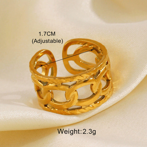 Wholesale Stainless Steel Geometric Oval Ring For Women With Electroplating Design