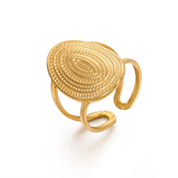 Wholesale Stainless Steel Geometric Oval Ring For Women With Electroplating Design