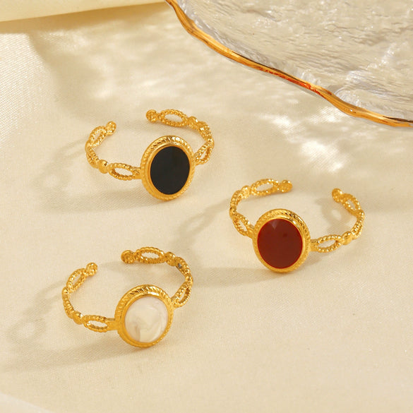 Wholesale Stainless Steel Geometric Oval Ring For Women With Electroplating Design