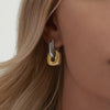 Wholesale Stainless Steel Geometric Oval Stitching Earrings With 18K Gold Electroplating Modern Minimalist French Retro Style