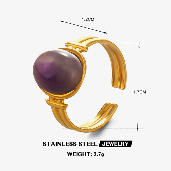 Wholesale Stainless Steel Geometric Oval Tiger Eye Ring For Women With Electroplating