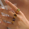 Wholesale Stainless Steel Geometric Oval Tiger Eye Ring For Women With Electroplating