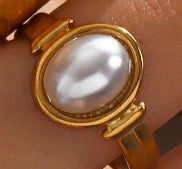 Wholesale Stainless Steel Geometric Oval Tiger Eye Ring For Women With Electroplating