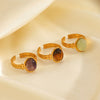 Wholesale Stainless Steel Geometric Oval Tiger Eye Ring For Women With Electroplating