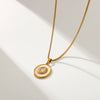 Wholesale Stainless Steel Geometric Pattern Diamond Inlaid White Shell Necklace For Women With Electroplating Process
