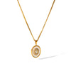 Wholesale Stainless Steel Geometric Pattern Diamond Inlaid White Shell Necklace For Women With Electroplating Process