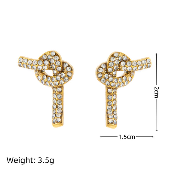 Wholesale Stainless Steel Geometric Pattern Electroplated Earrings For Women With Knotted Elements