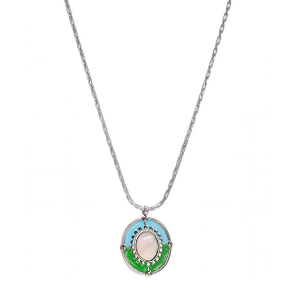 Wholesale Stainless Steel Geometric Pattern Electroplated Shell Pendant Clavicle Necklace For Women