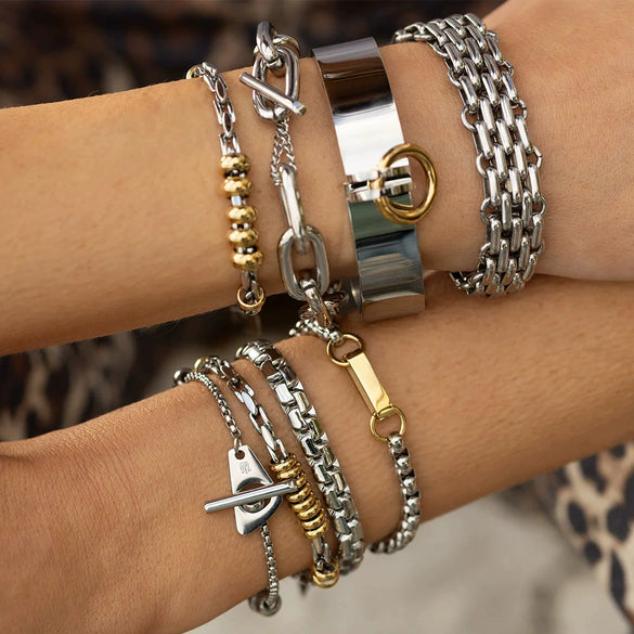 Wholesale Stainless Steel Geometric Pattern Electroplated Unisex Simple Style Square Pendant Bracelet