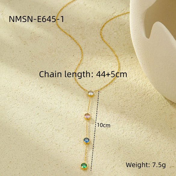 Wholesale Stainless Steel Geometric Pattern Electroplated Women's Fashion Retro Necklace Jewelry