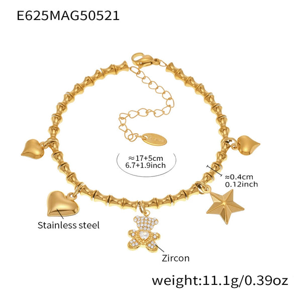 Wholesale Stainless Steel Geometric Pattern Electroplated Women's Pendant Bracelet