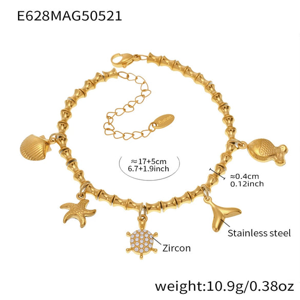 Wholesale Stainless Steel Geometric Pattern Electroplated Women's Pendant Bracelet