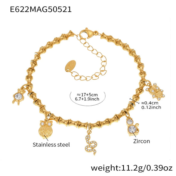 Wholesale Stainless Steel Geometric Pattern Electroplated Women's Pendant Bracelet