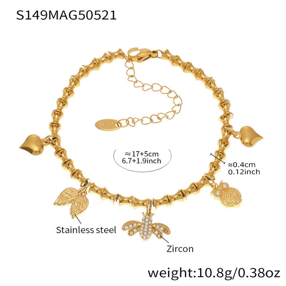 Wholesale Stainless Steel Geometric Pattern Electroplated Women's Pendant Bracelet