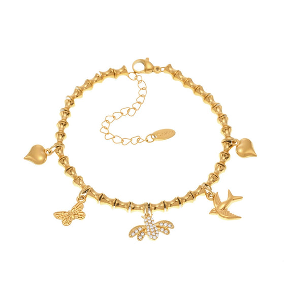 Wholesale Stainless Steel Geometric Pattern Electroplated Women's Pendant Bracelet