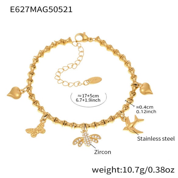 Wholesale Stainless Steel Geometric Pattern Electroplated Women's Pendant Bracelet