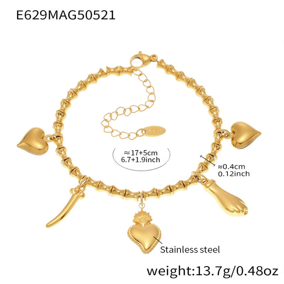 Wholesale Stainless Steel Geometric Pattern Electroplated Women's Pendant Bracelet