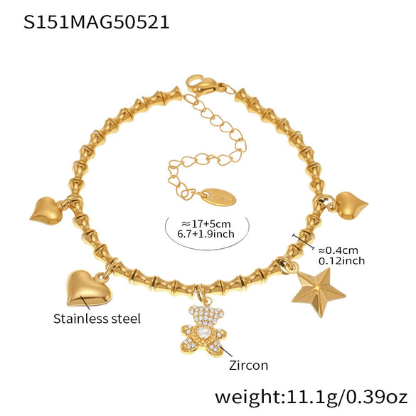 Wholesale Stainless Steel Geometric Pattern Electroplated Women's Pendant Bracelet