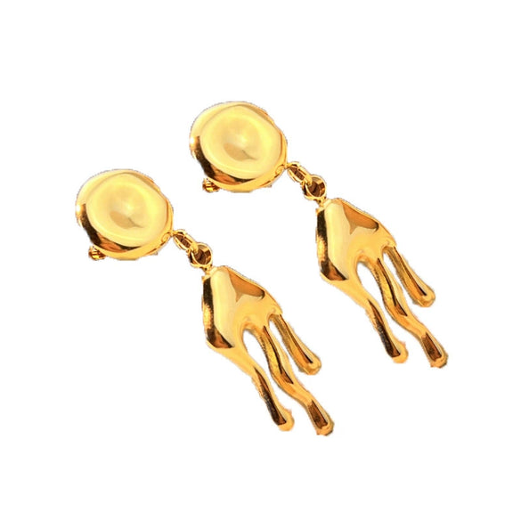 Wholesale Stainless Steel Geometric Pattern Highend Women's Tassel Exaggerated Earrings