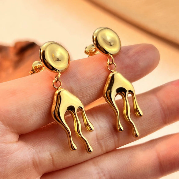 Wholesale Stainless Steel Geometric Pattern Highend Women's Tassel Exaggerated Earrings