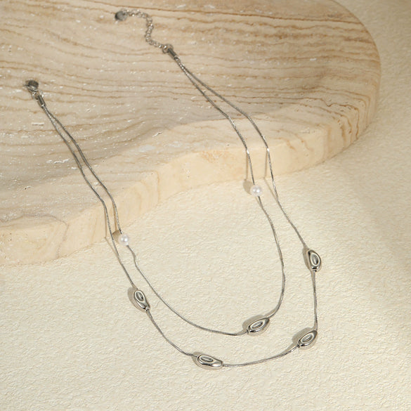 Wholesale Stainless Steel Geometric Pattern Necklace With Electroplating For Women