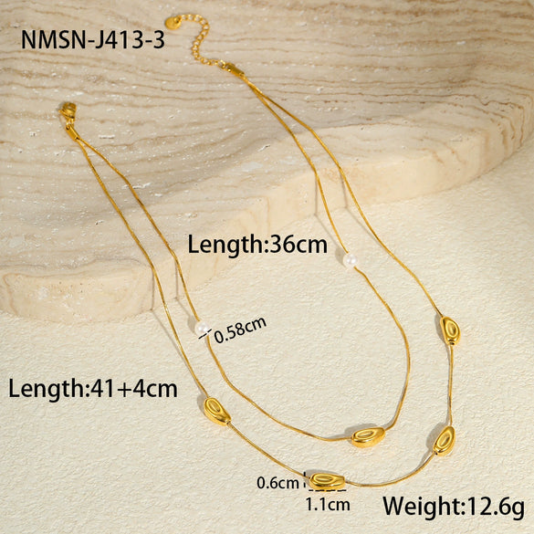 Wholesale Stainless Steel Geometric Pattern Necklace With Electroplating For Women