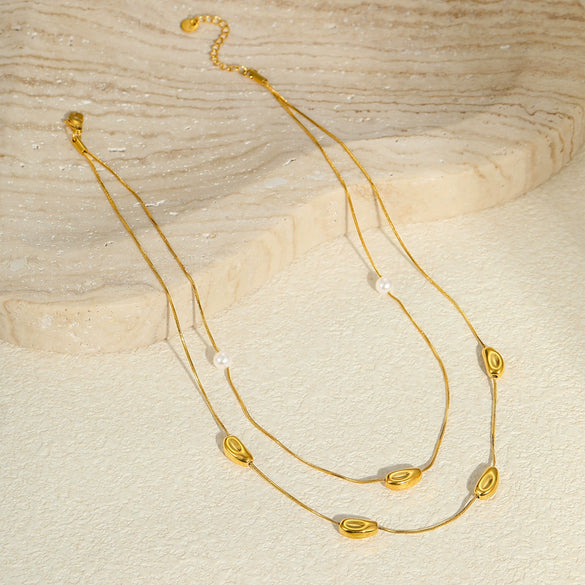Wholesale Stainless Steel Geometric Pattern Necklace With Electroplating For Women