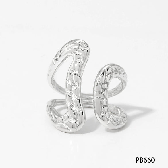 Wholesale Stainless Steel Geometric Pattern Open Ring For Women With Electroplating Design