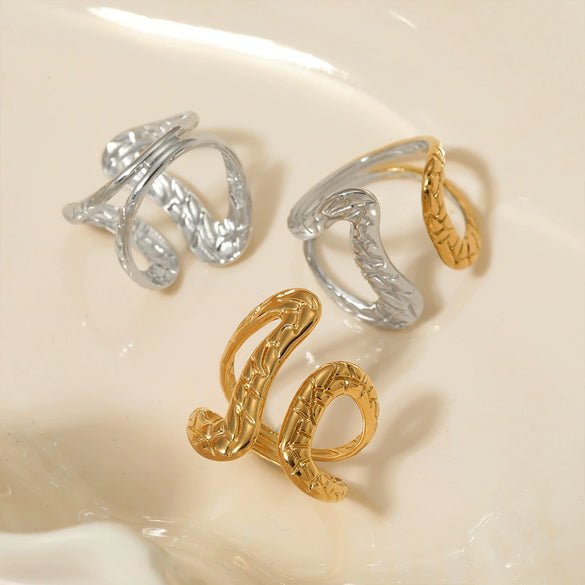 Wholesale Stainless Steel Geometric Pattern Open Ring For Women With Electroplating Design