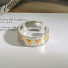 Wholesale Stainless Steel Geometric Pattern Rivet Ring With Electroplating French Retro Style