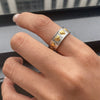 Wholesale Stainless Steel Geometric Pattern Rivet Ring With Electroplating French Retro Style