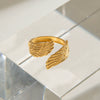 Wholesale Stainless Steel Geometric Peace Pigeon Feather Opening Ring Jewelry With Electroplating