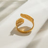 Wholesale Stainless Steel Geometric Peace Pigeon Feather Opening Ring Jewelry With Electroplating